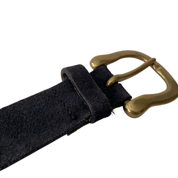 Express Jeans Black Suede Belt with Gold Buckle in Size Medium main image 4